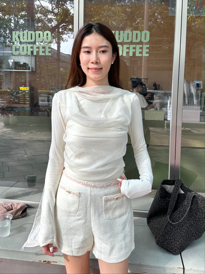 Fishy Tail Lace Long Sleeves Top
