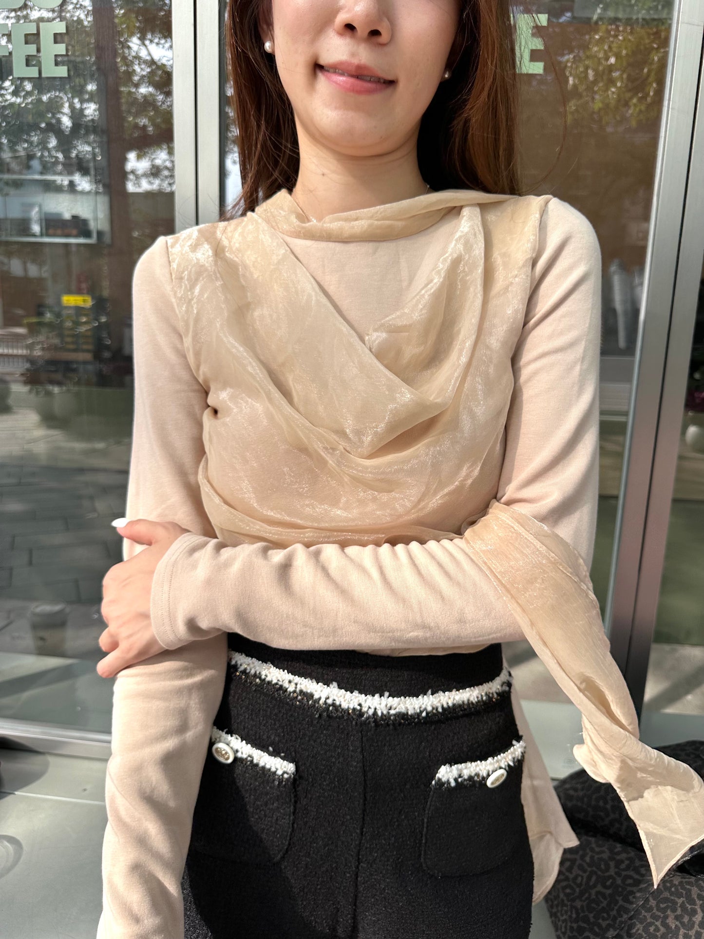 Fishy Tail Lace Long Sleeves Top