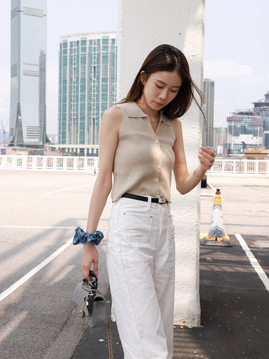 Knitted Collar Cropped Vest