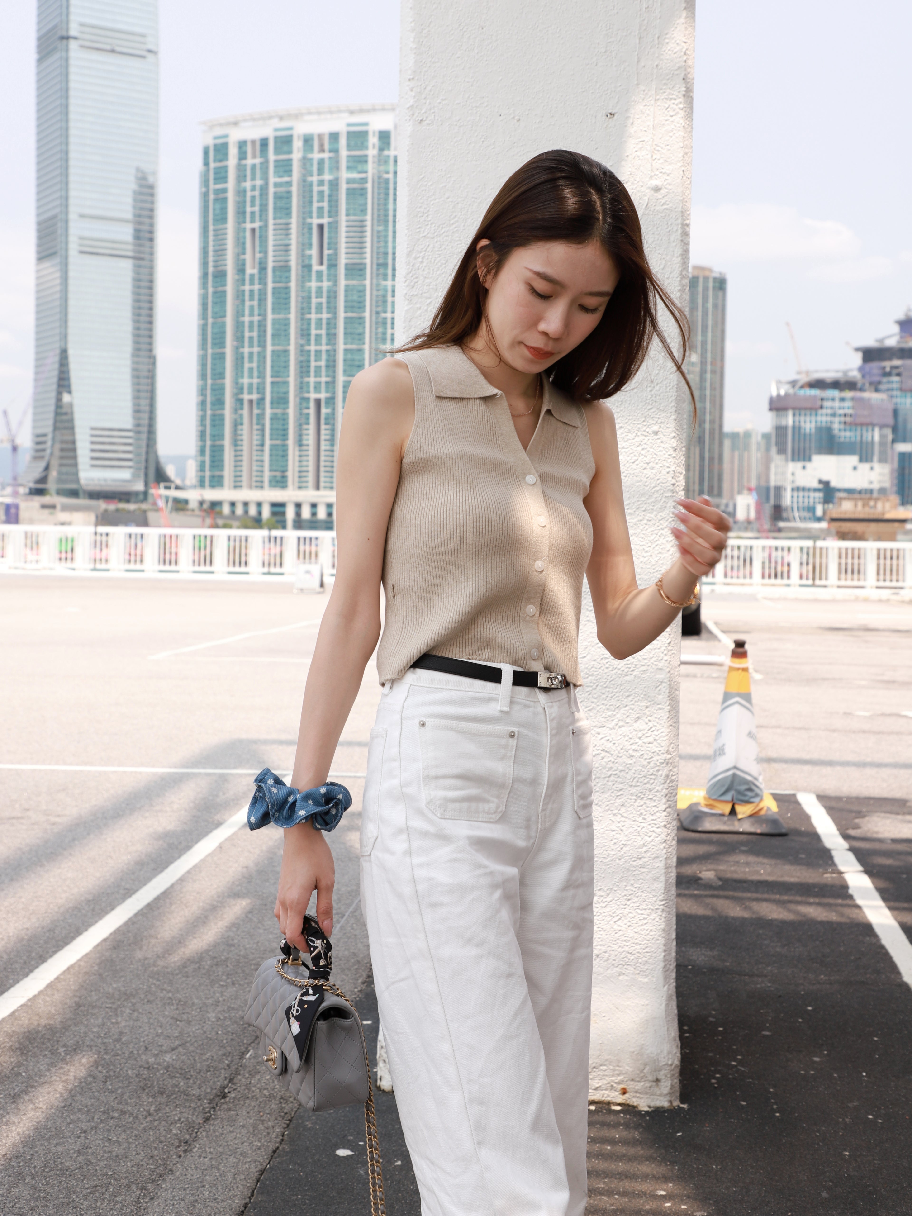 Knitted Collar Cropped Vest