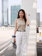 Knitted Collar Cropped Vest