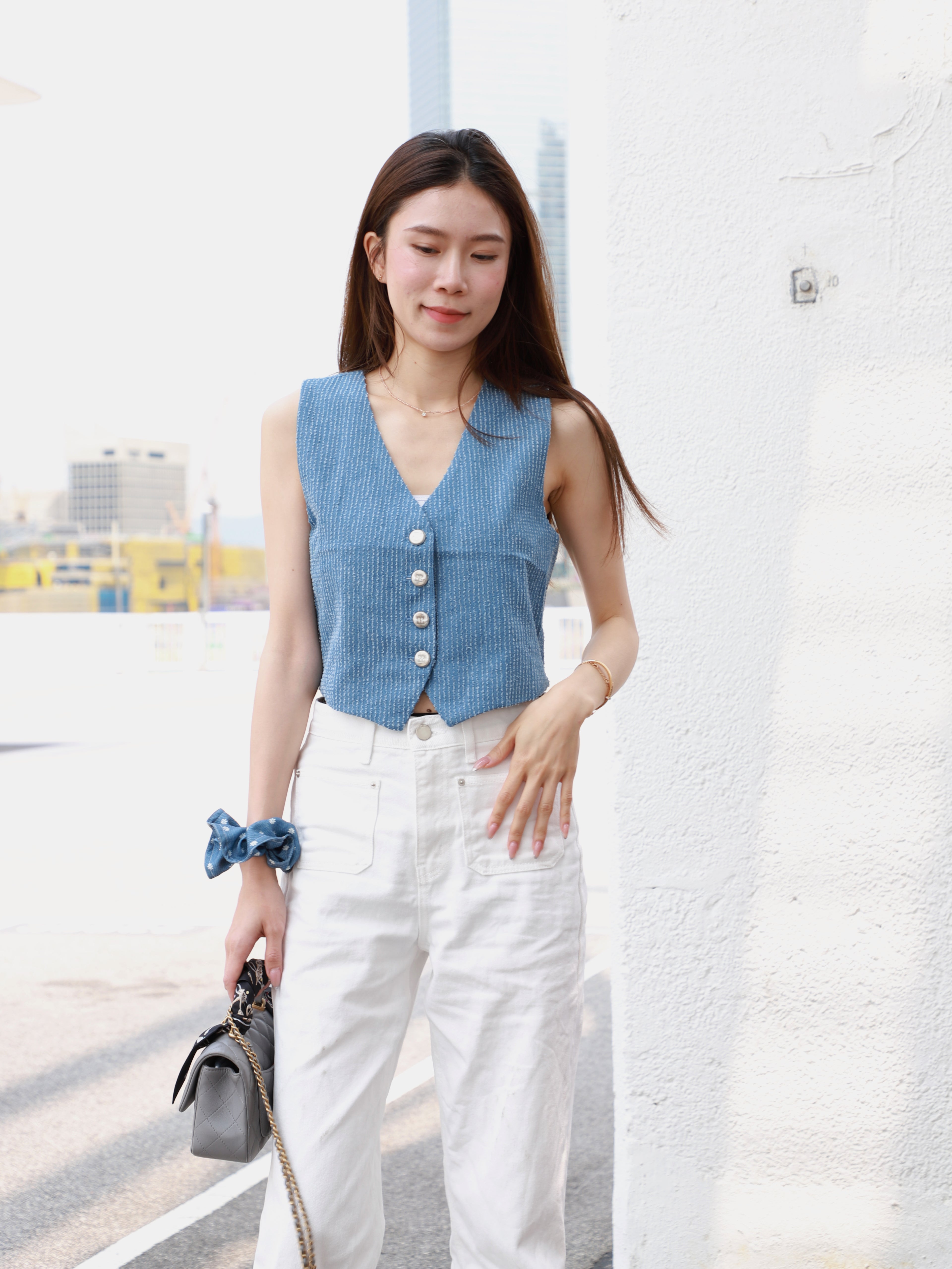Denim Tweed Vest Top