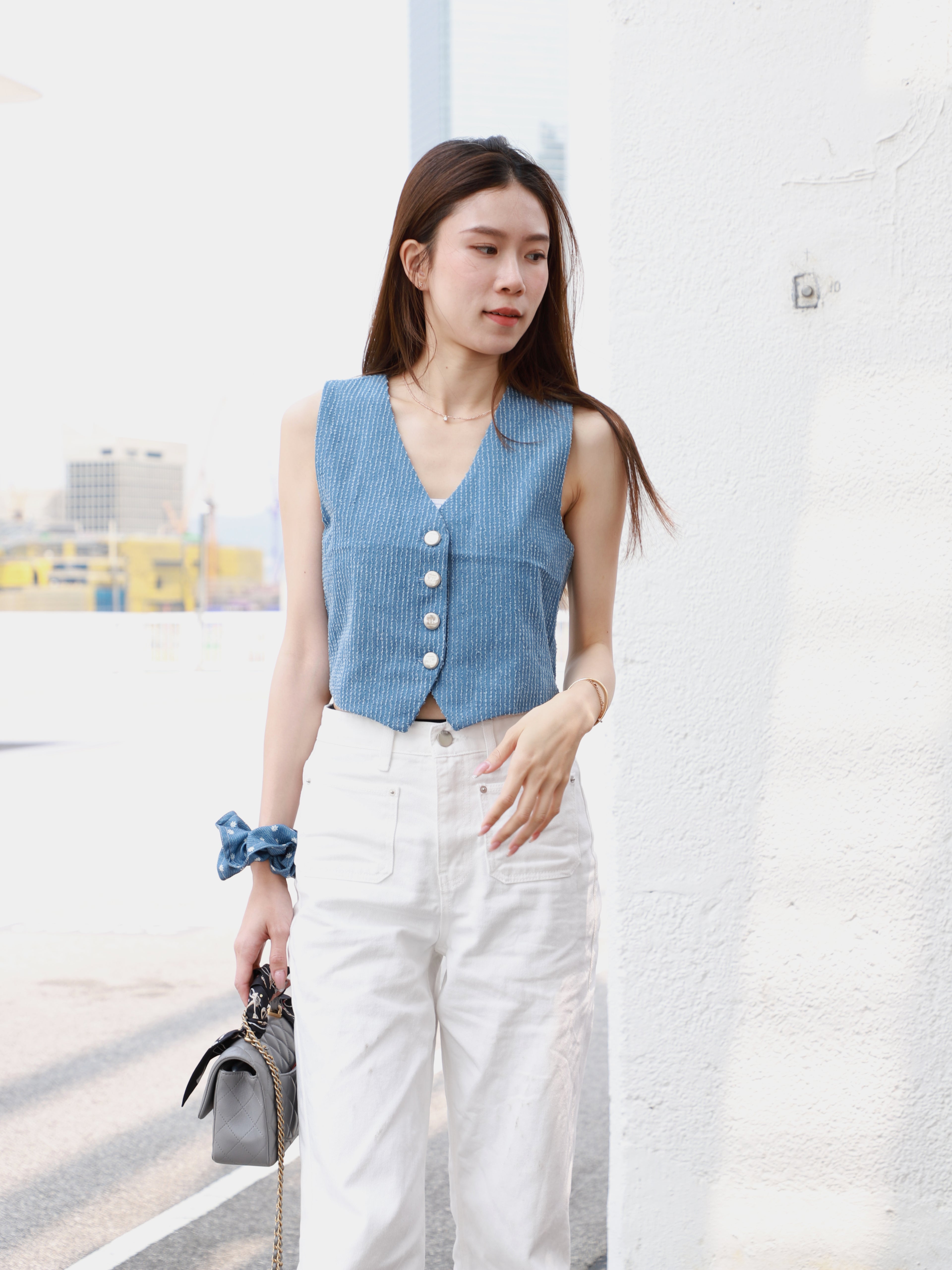 Denim Tweed Vest Top