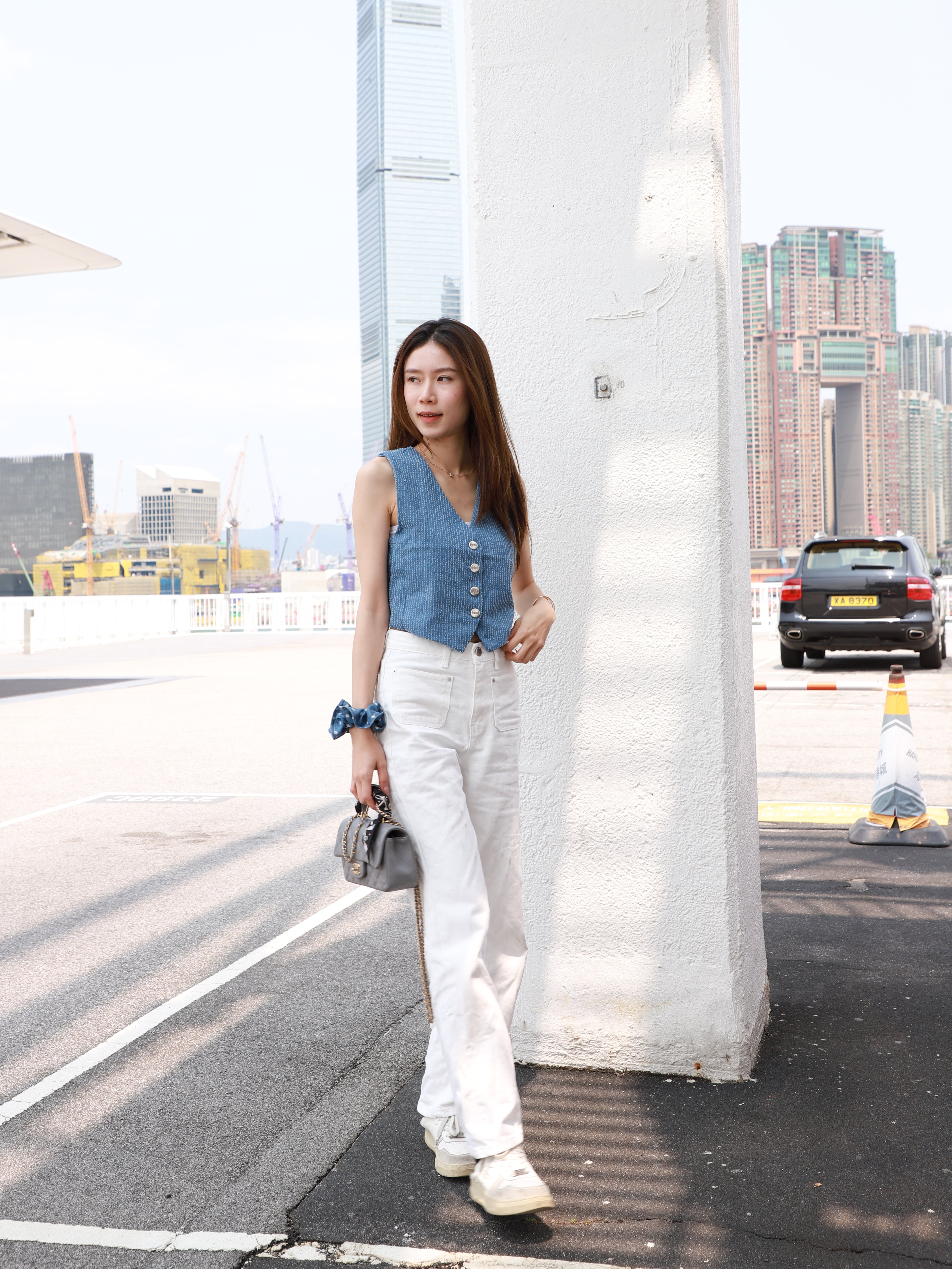 Denim Tweed Vest Top