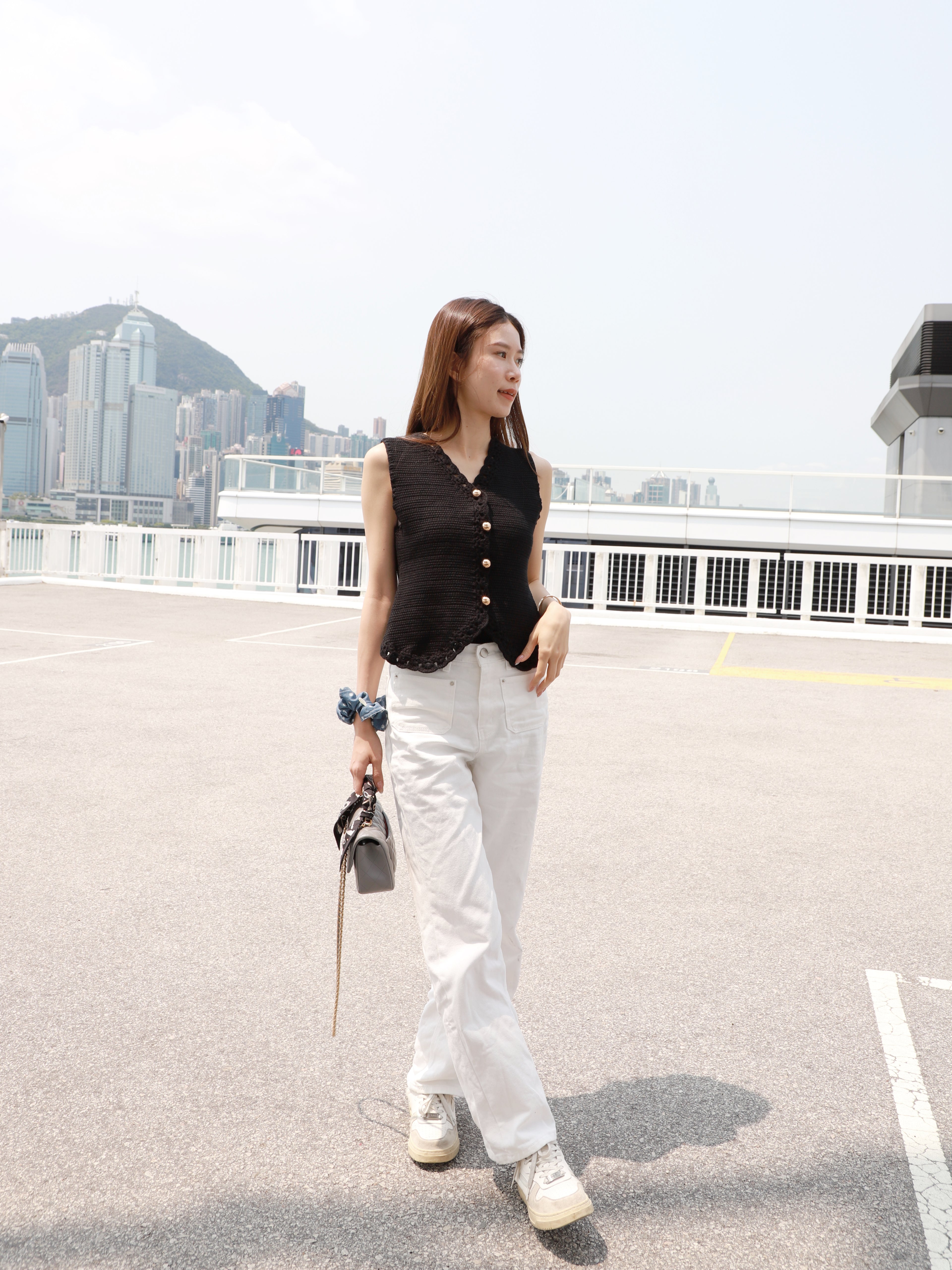 Knitted Black Vest Top