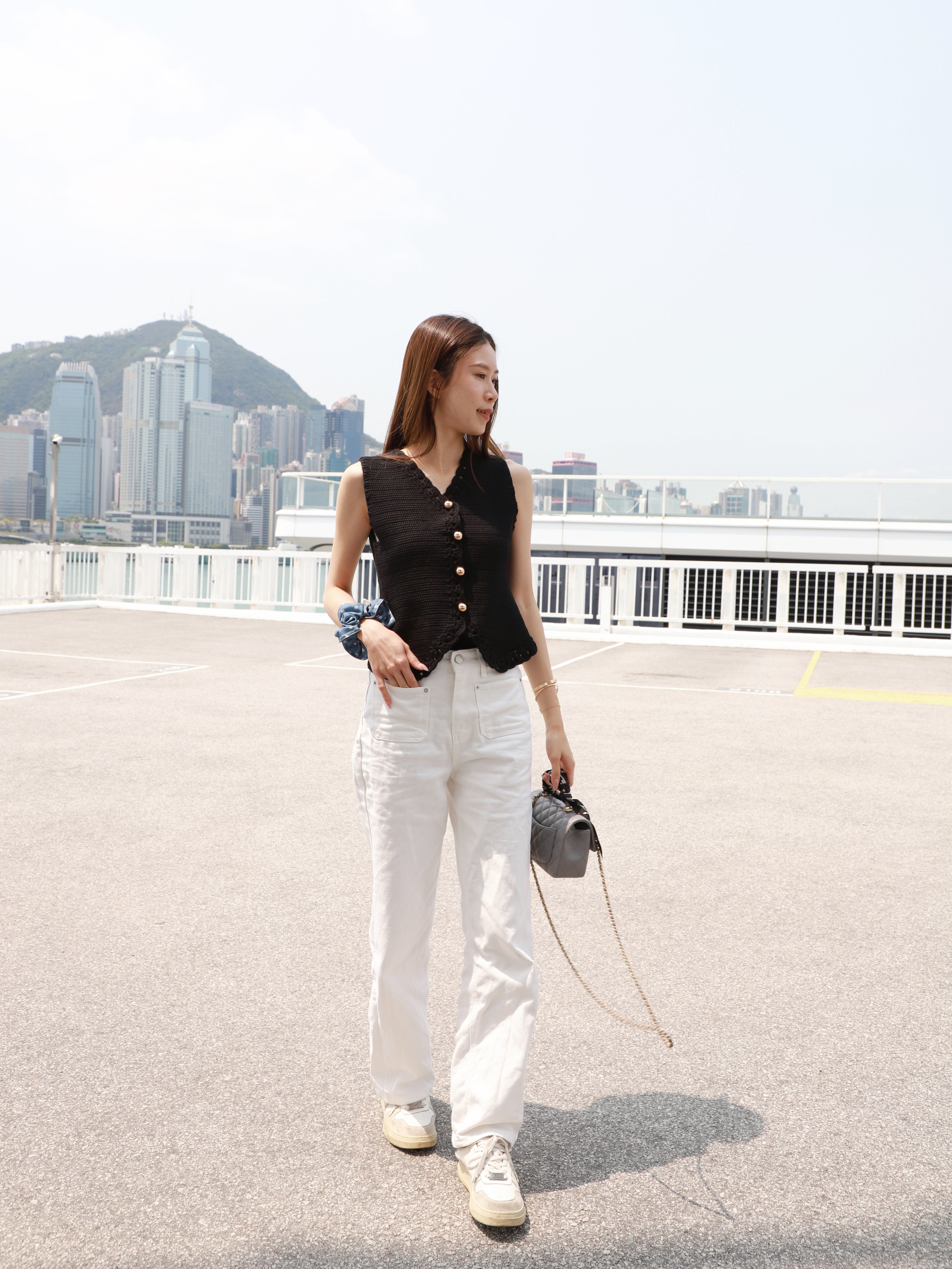 Knitted Black Vest Top