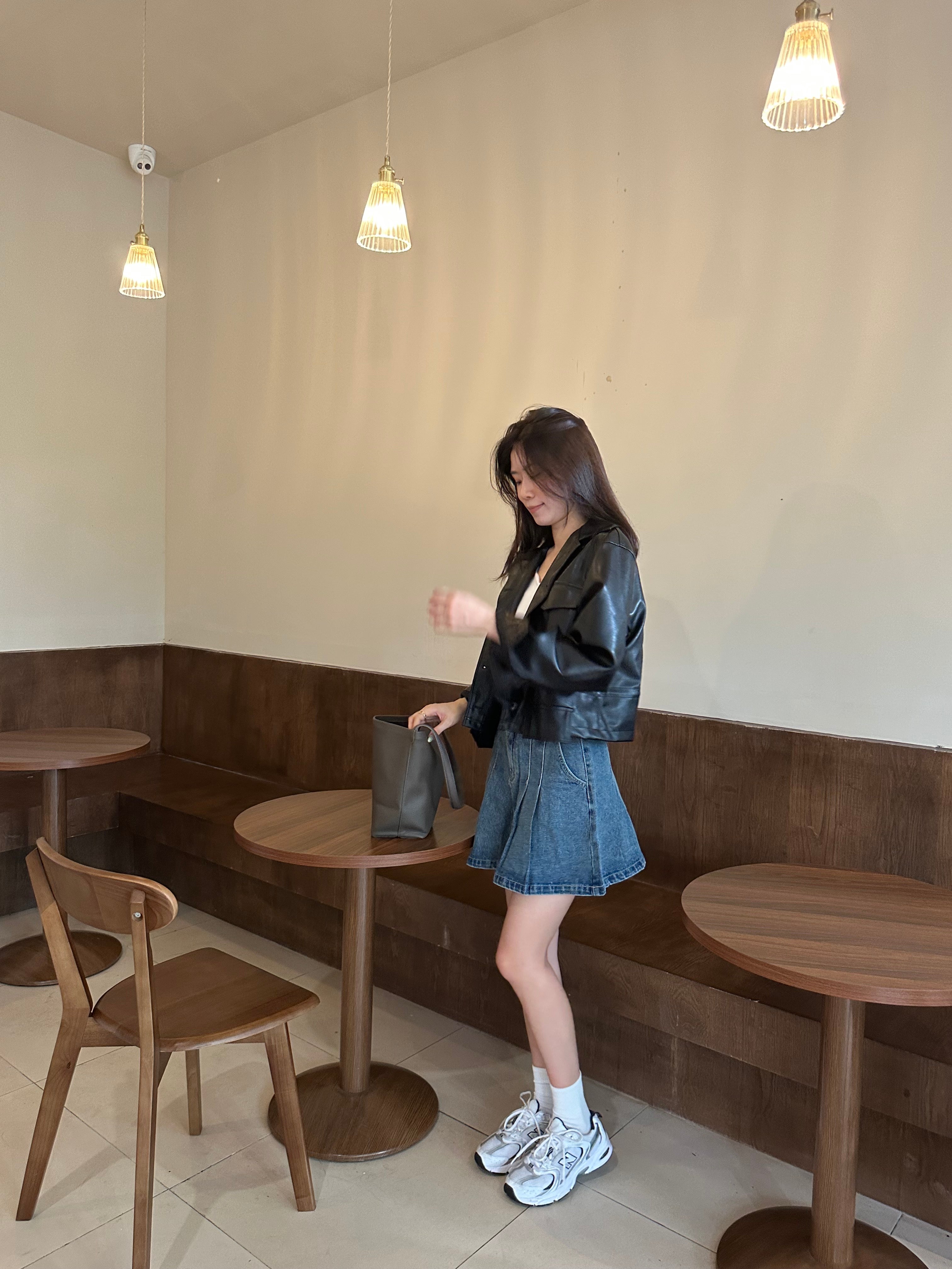 Pleated Vintage Denim Skirt