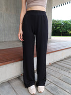 3 Button Cotton Flare Pants