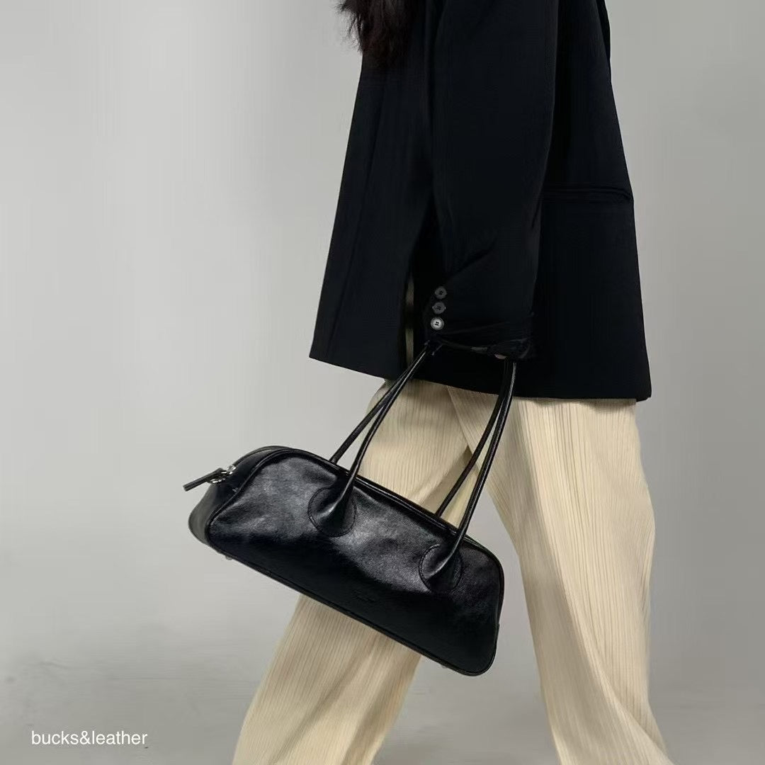 Real Leather Baguette Bag