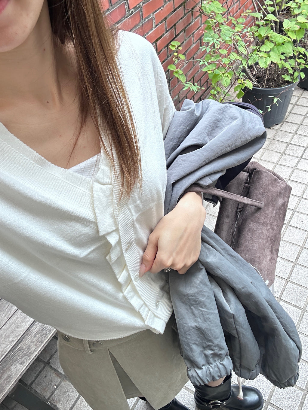 Ruffles Neck Soft Cardigan