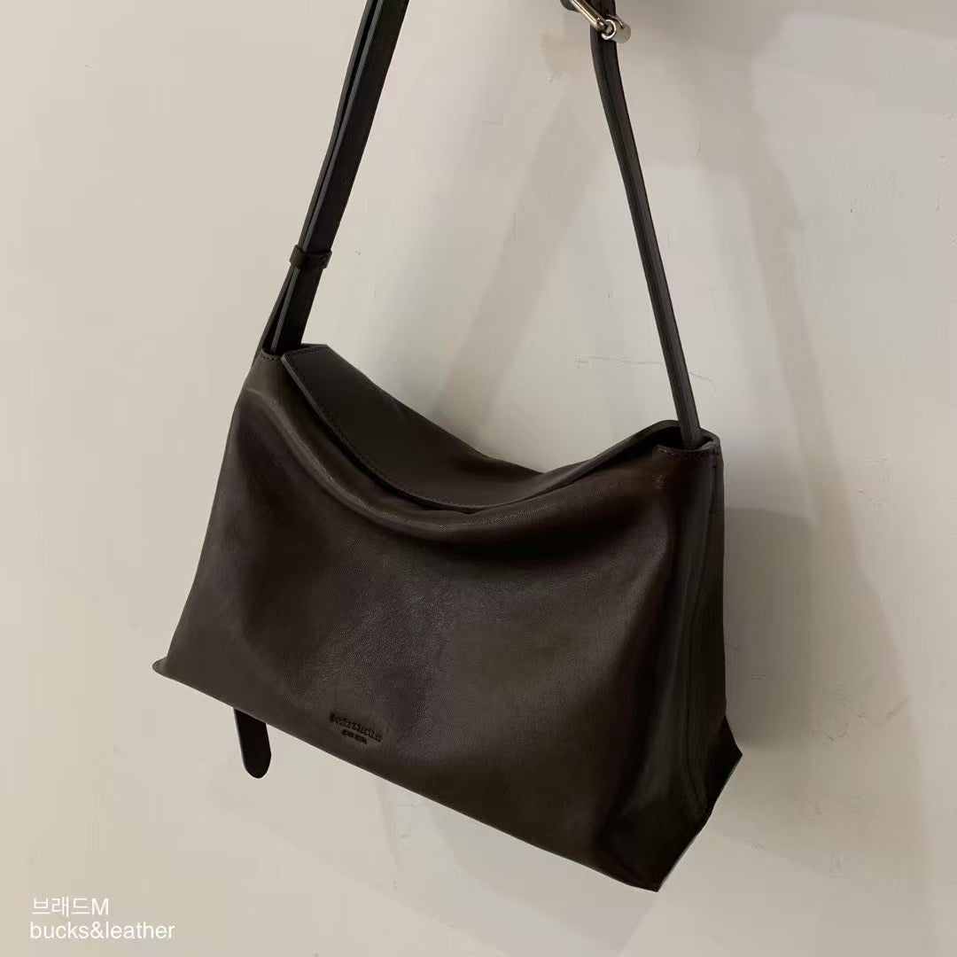 Real Leather Flap Bag