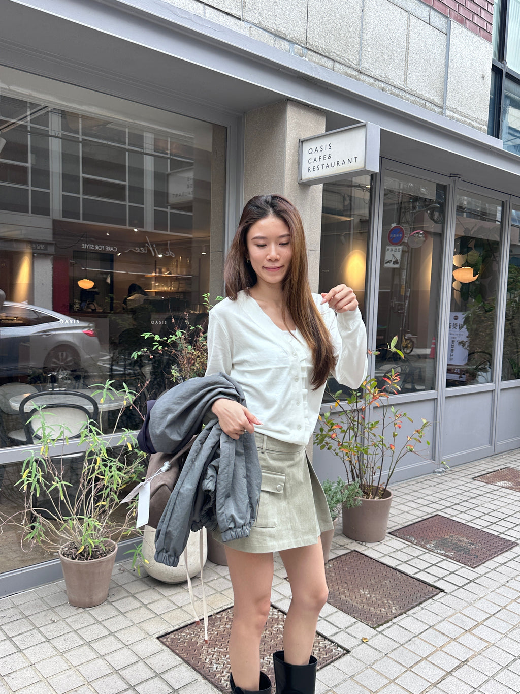Ruffles Neck Soft Cardigan