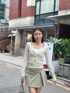 Striped Lace Cardigan Set