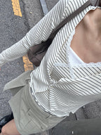 Striped Lace Cardigan Set