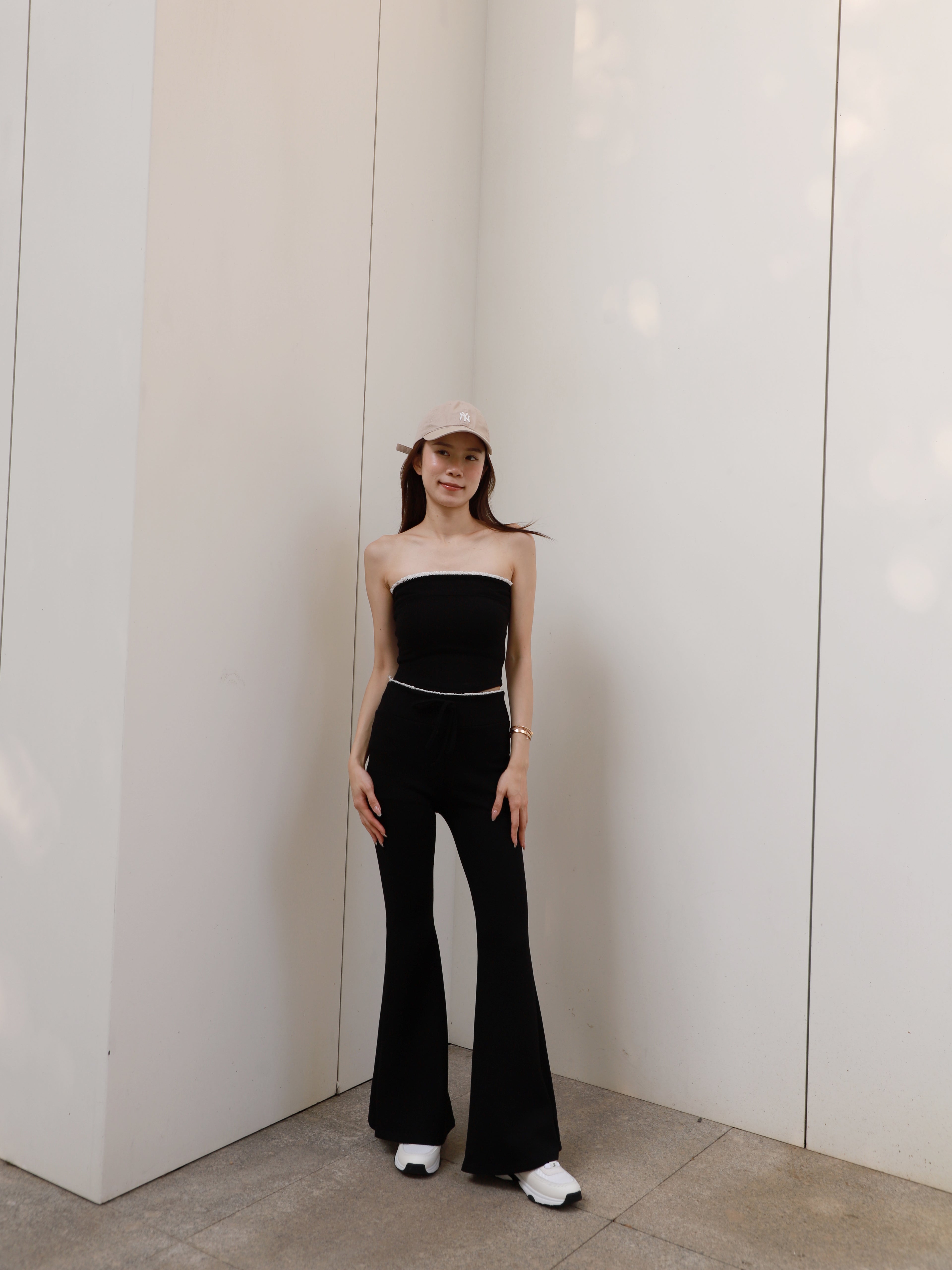 Lace Top & Flare Pants Set