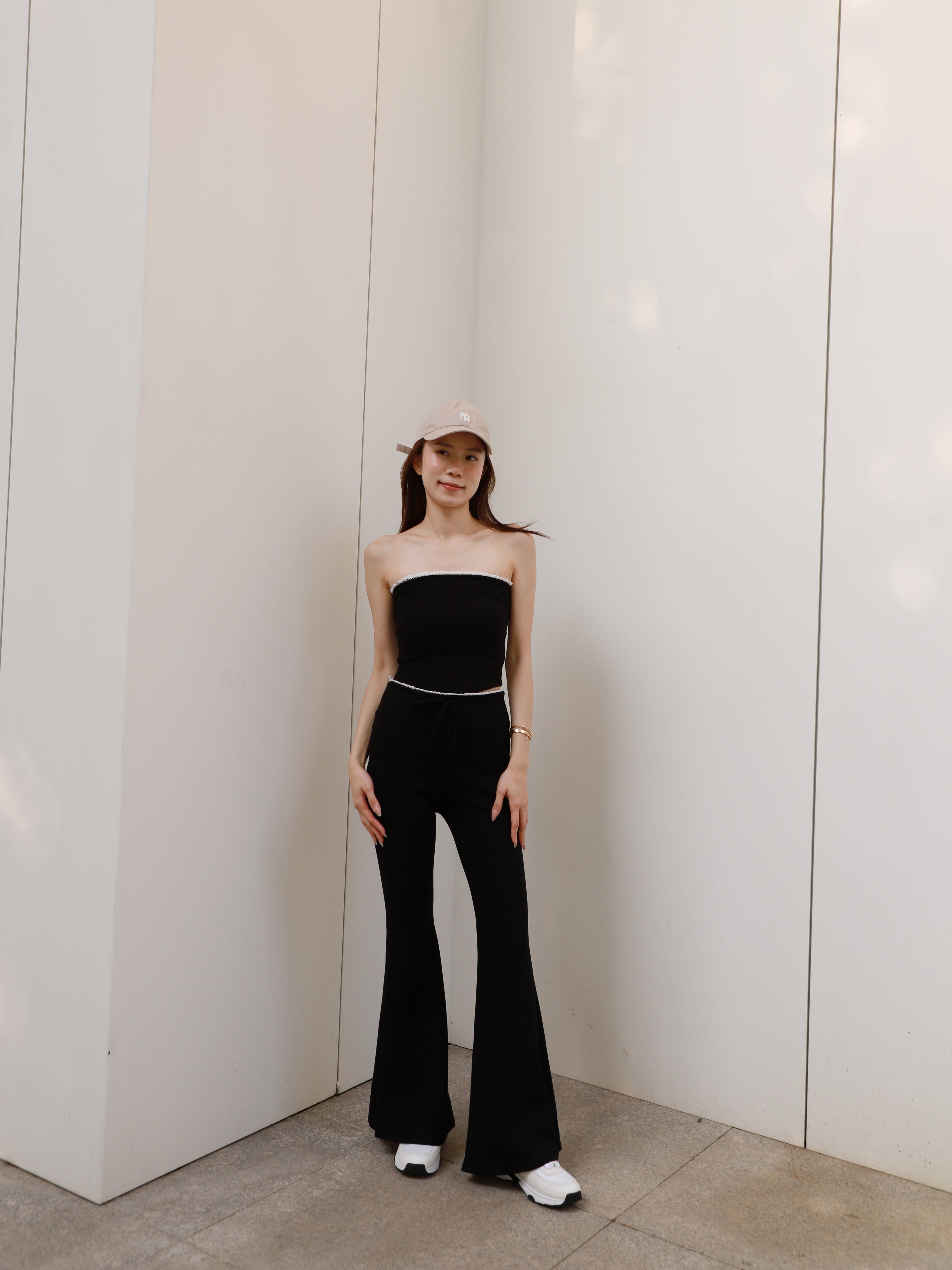 Lace Top & Flare Pants Set