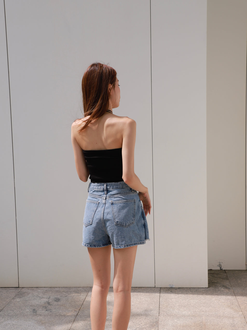 Over Flip Buttons Denim Shorts
