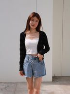 Over Flip Buttons Denim Shorts