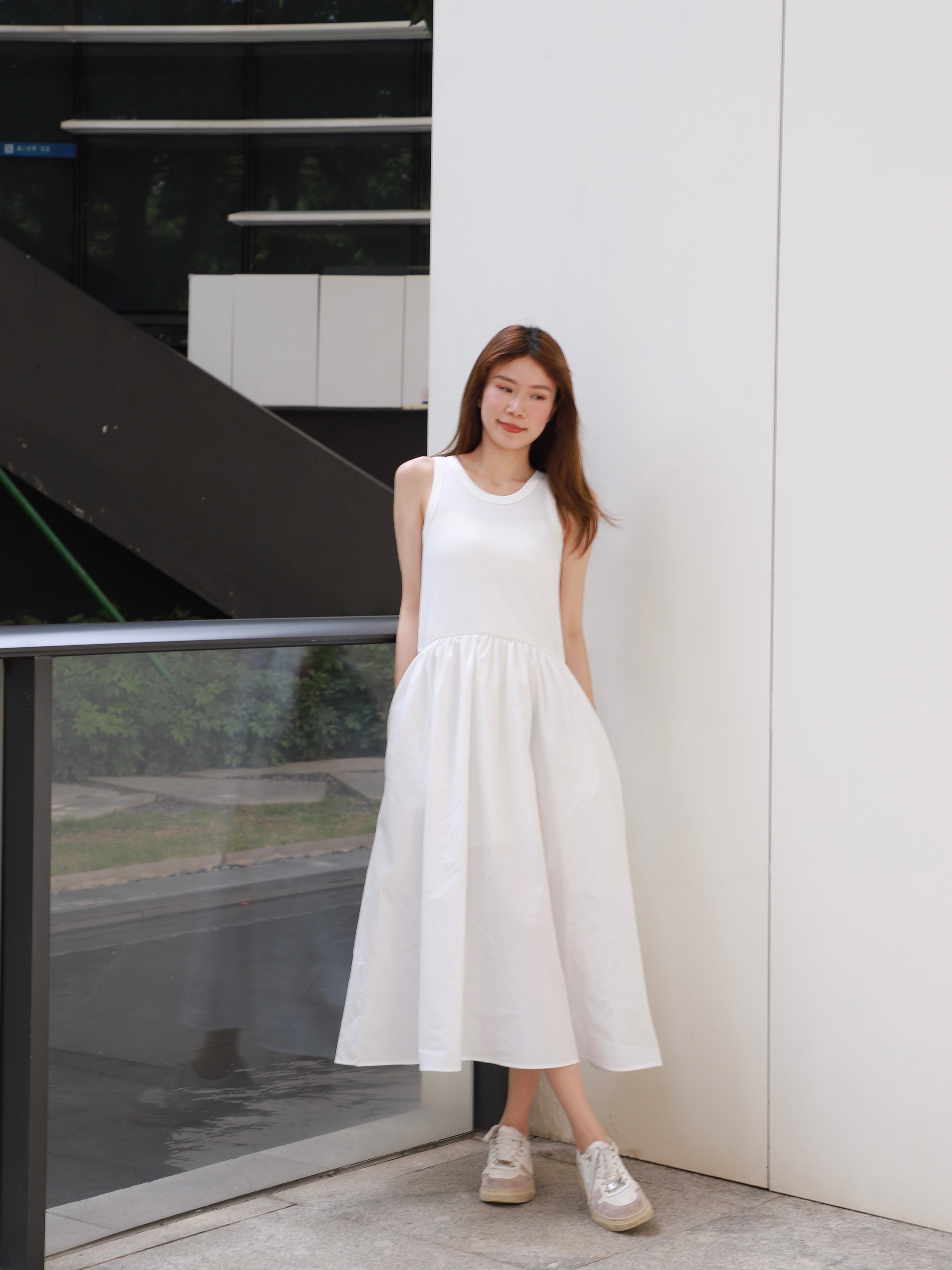 Cotton Tank Shirt Maxi Dress