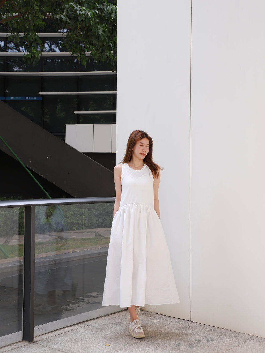 Cotton Tank Shirt Maxi Dress