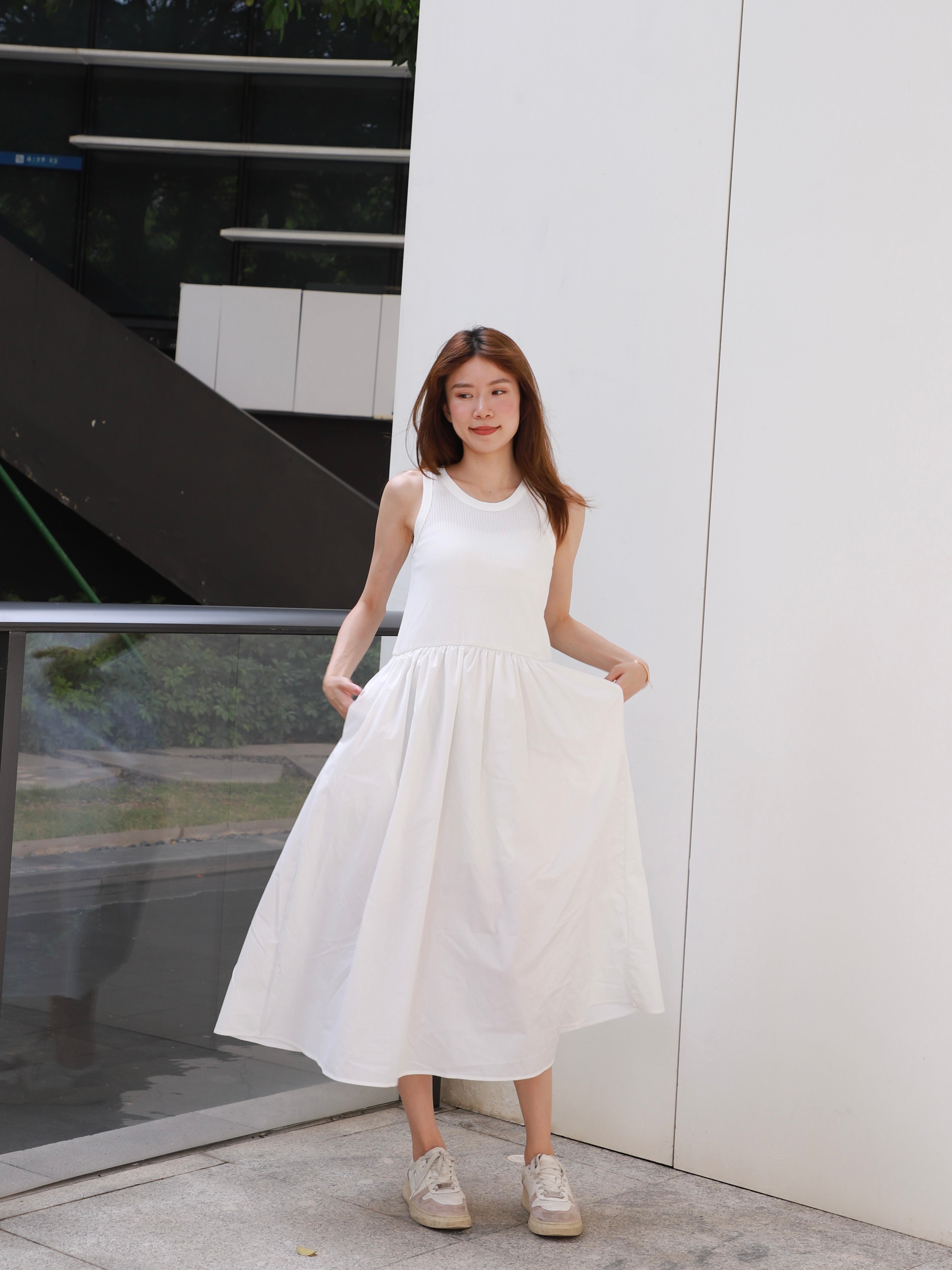 Cotton Tank Shirt Maxi Dress
