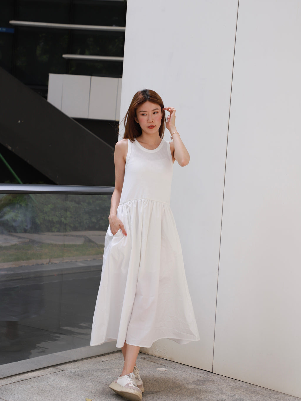 Cotton Tank Shirt Maxi Dress