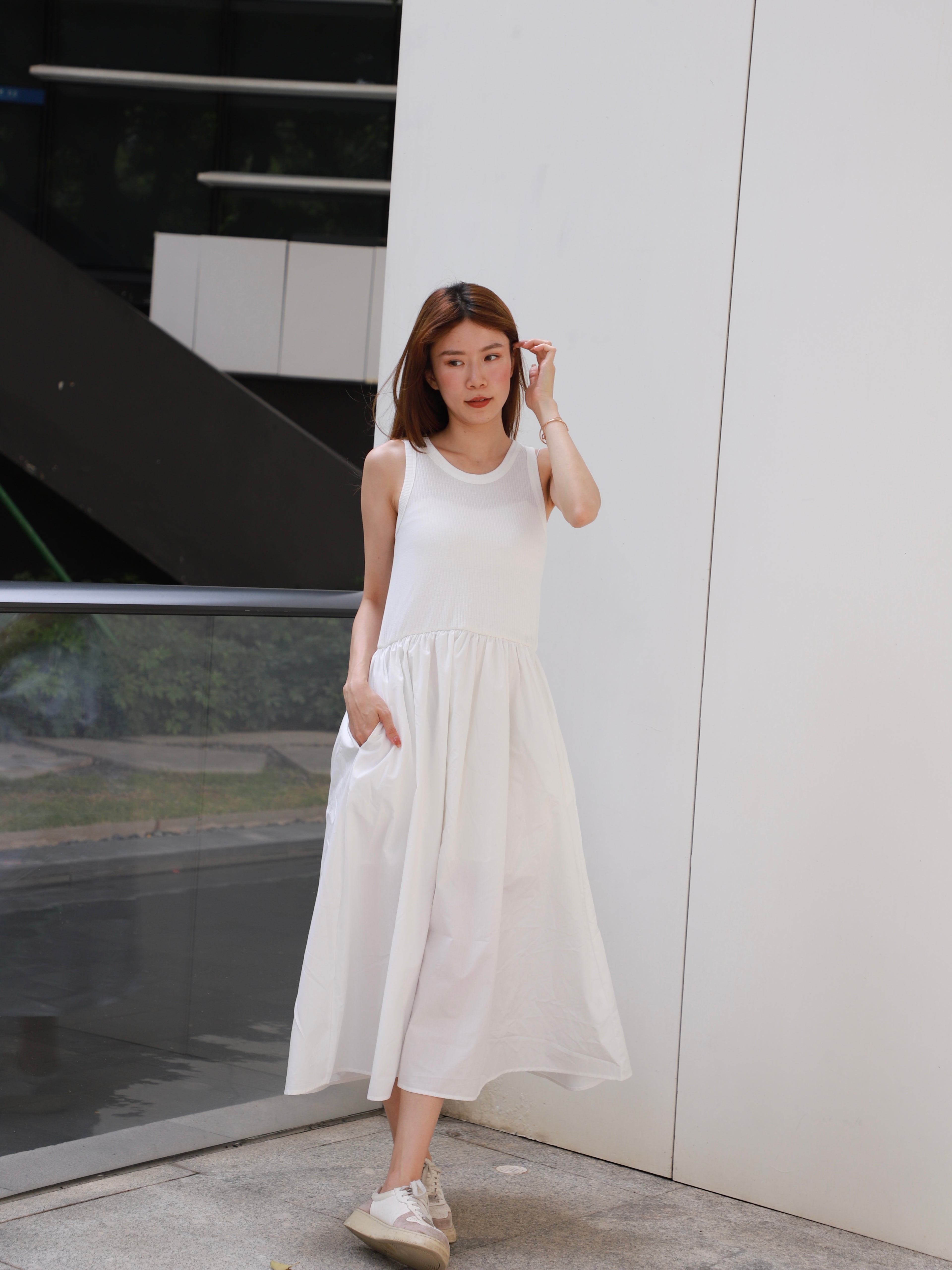 Cotton Tank Shirt Maxi Dress