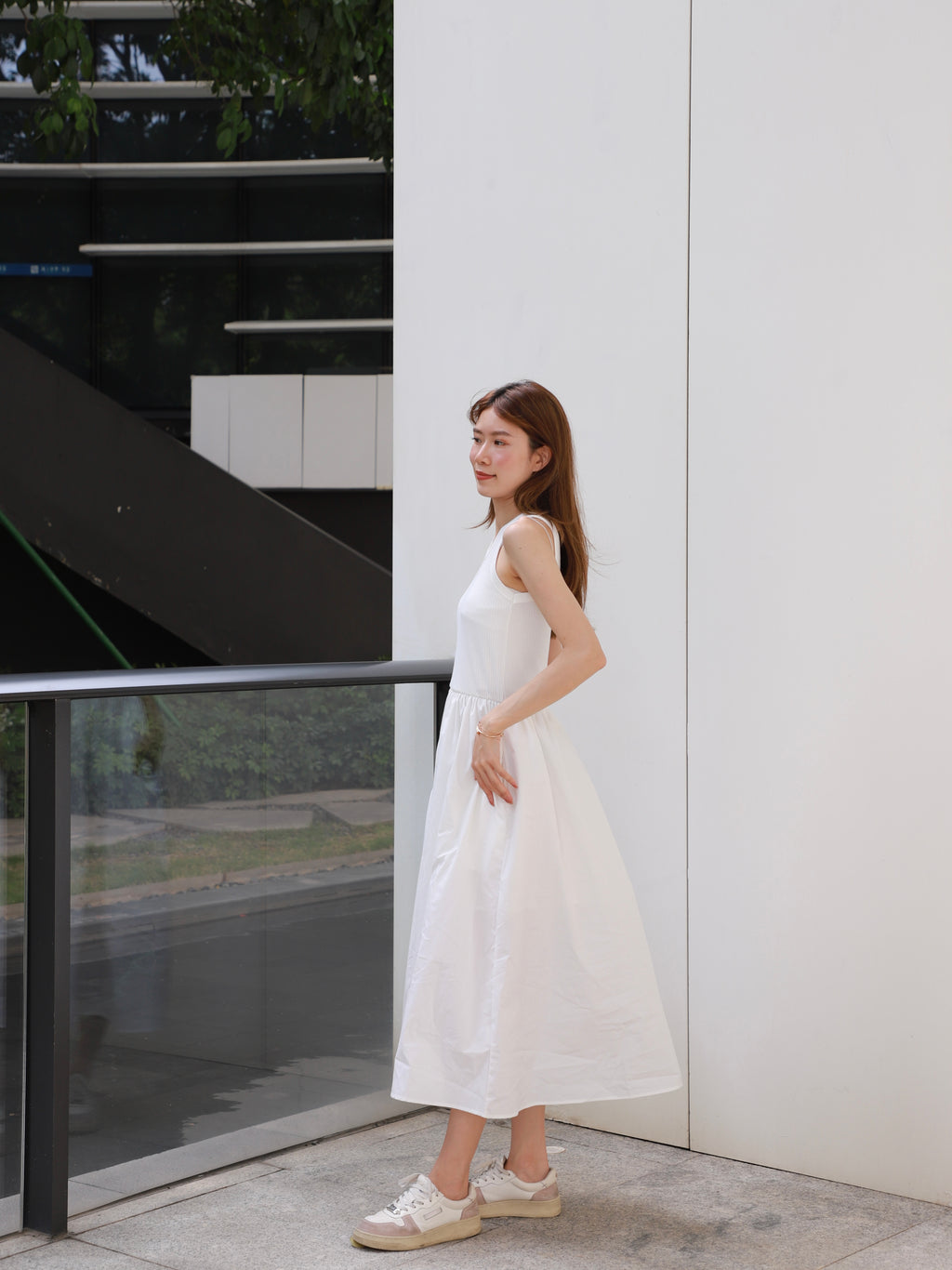Cotton Tank Shirt Maxi Dress