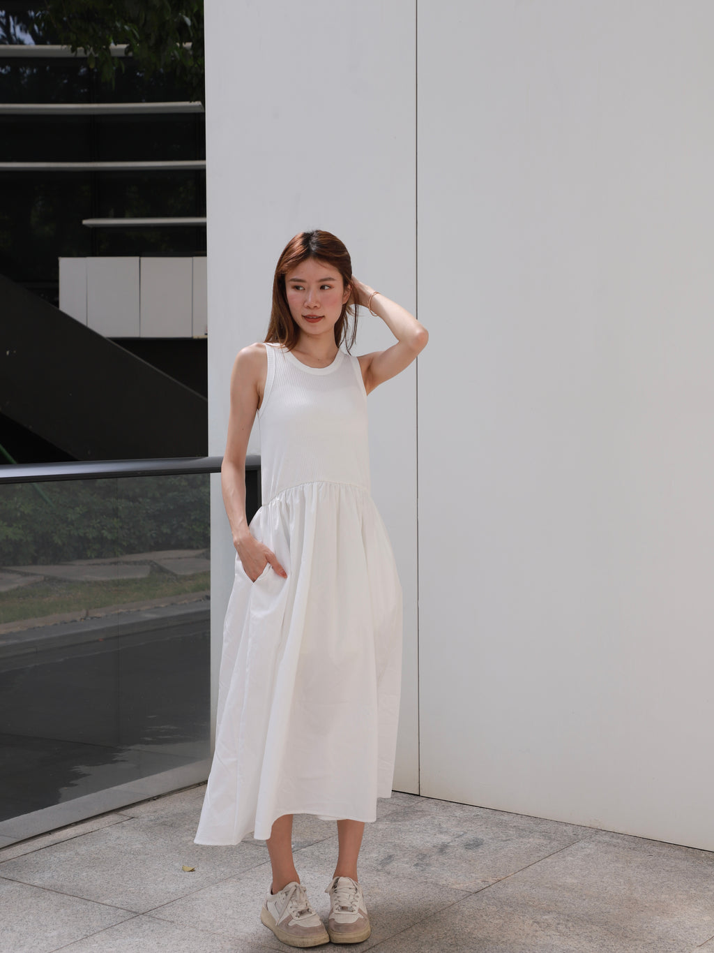 Cotton Tank Shirt Maxi Dress