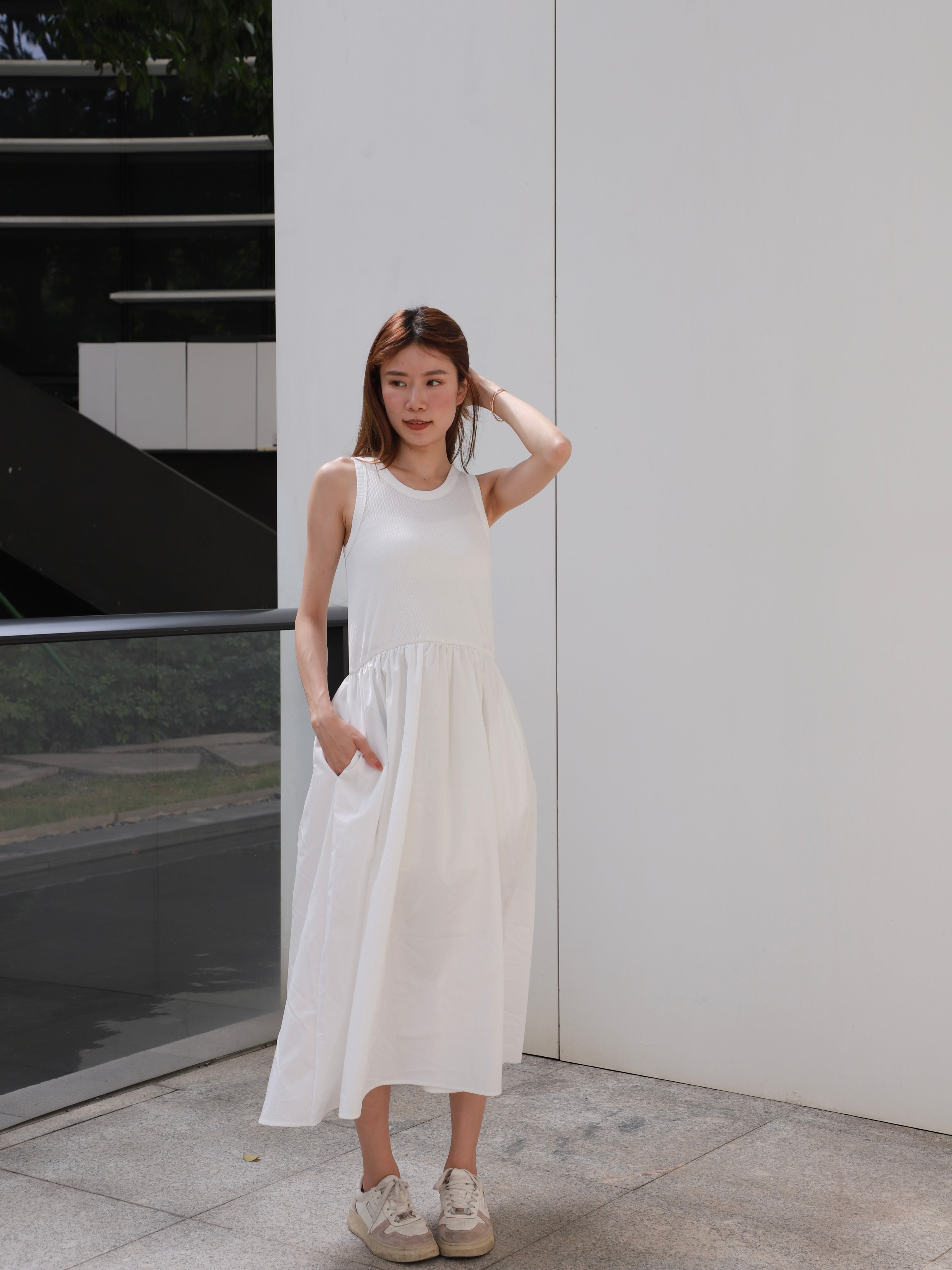 Cotton Tank Shirt Maxi Dress