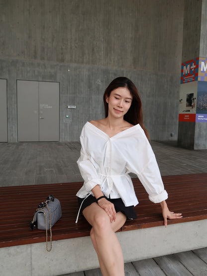 Oversized Big Shirt Top with belt