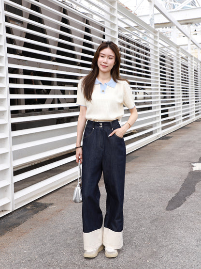 White Layered Denim Jeans