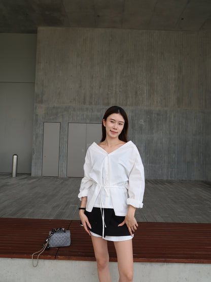Oversized Big Shirt Top with belt