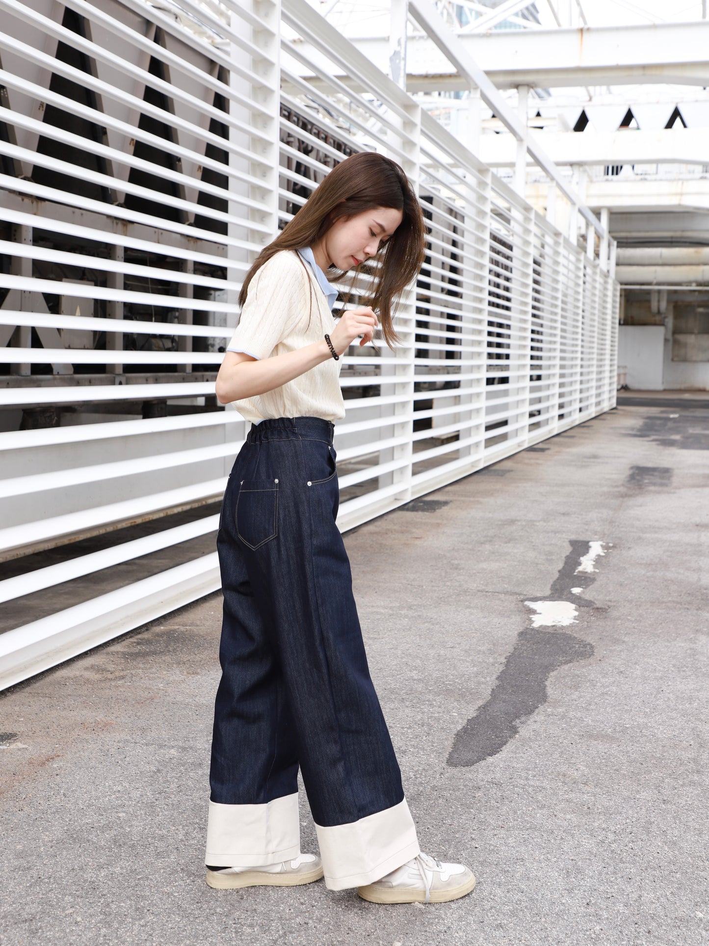 White Layered Denim Jeans