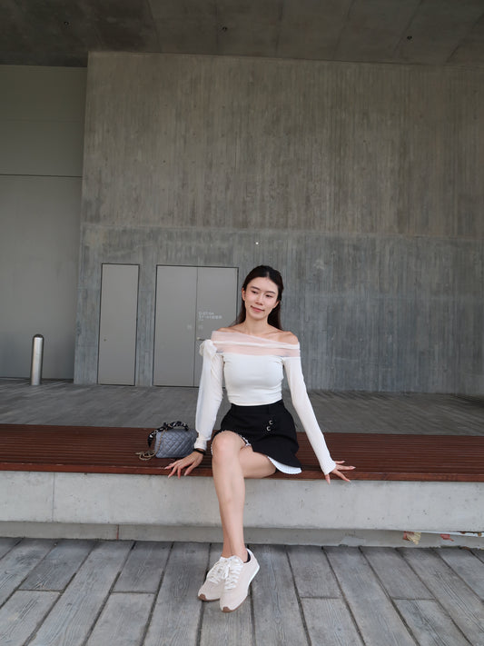 Ribbon Lace Long Sleeves Top