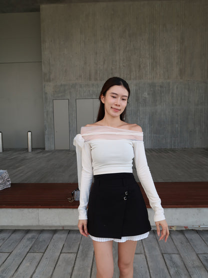 Ribbon Lace Long Sleeves Top