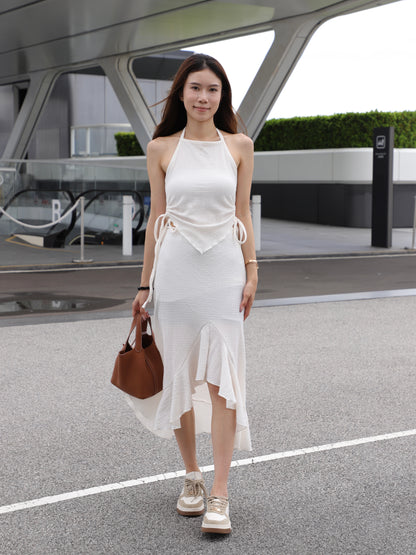 Cross Neck Top & Skirt Set