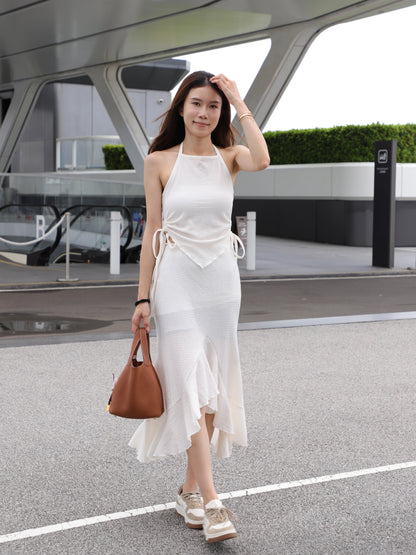 Cross Neck Top & Skirt Set