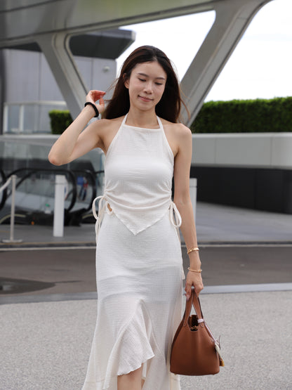 Cross Neck Top & Skirt Set