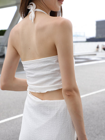 Cross Neck Top & Skirt Set