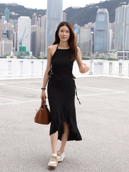 Cross Neck Top & Skirt Set