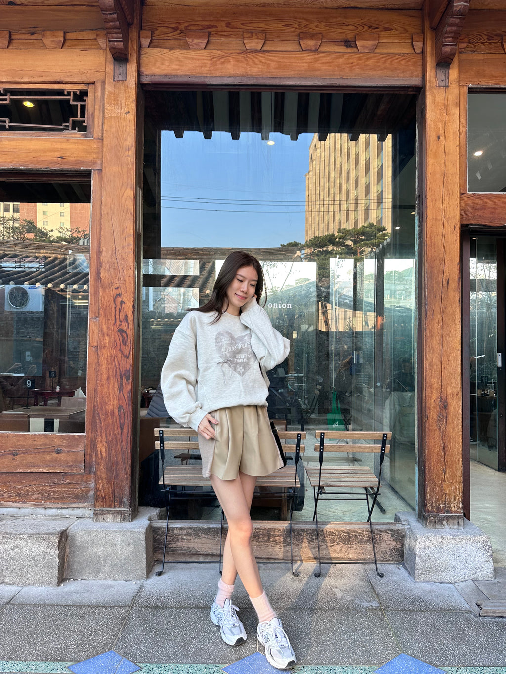 Heart Shape Ribbon Long Sleeves Sweater