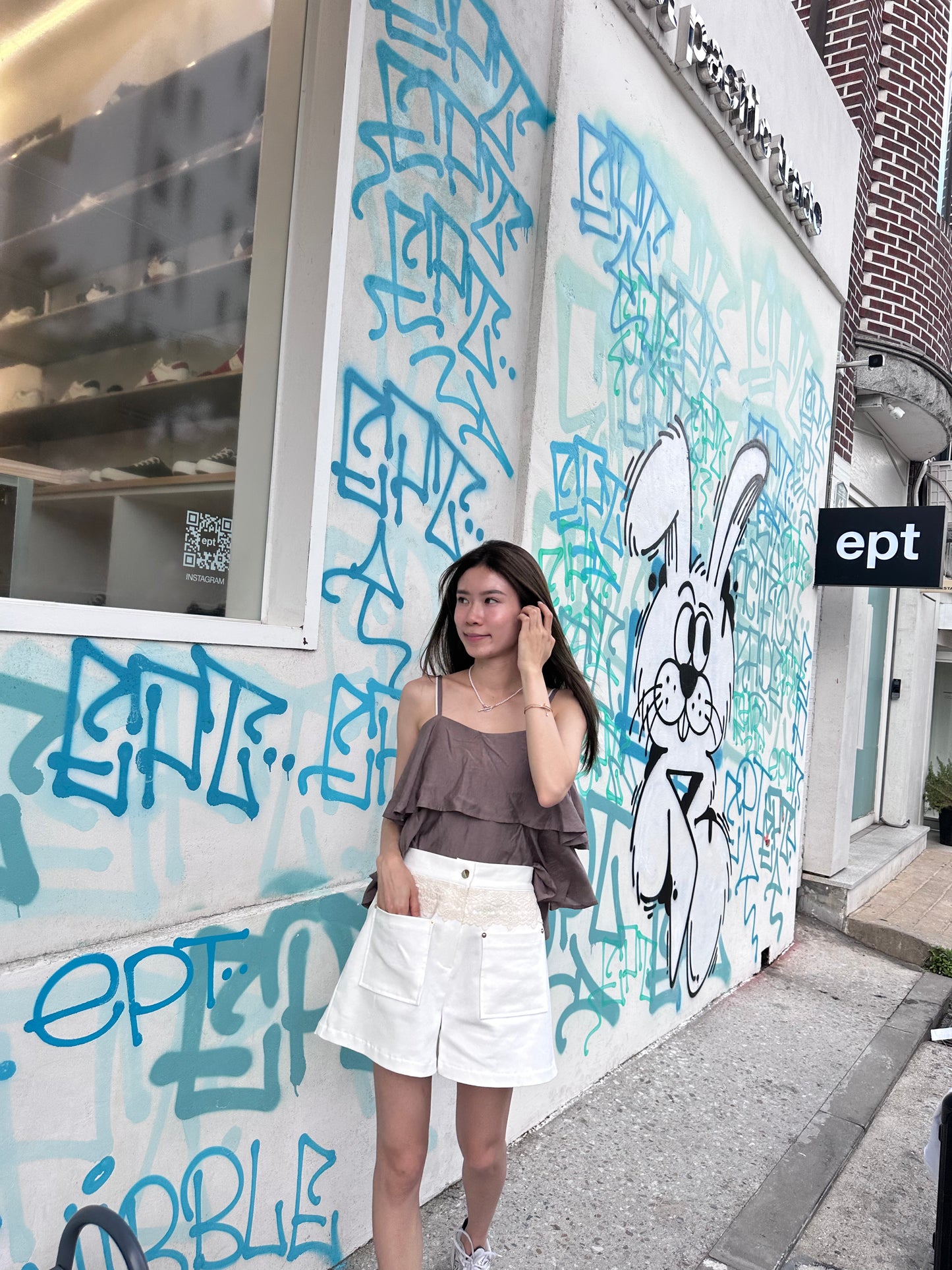 Lace Denim White Shorts