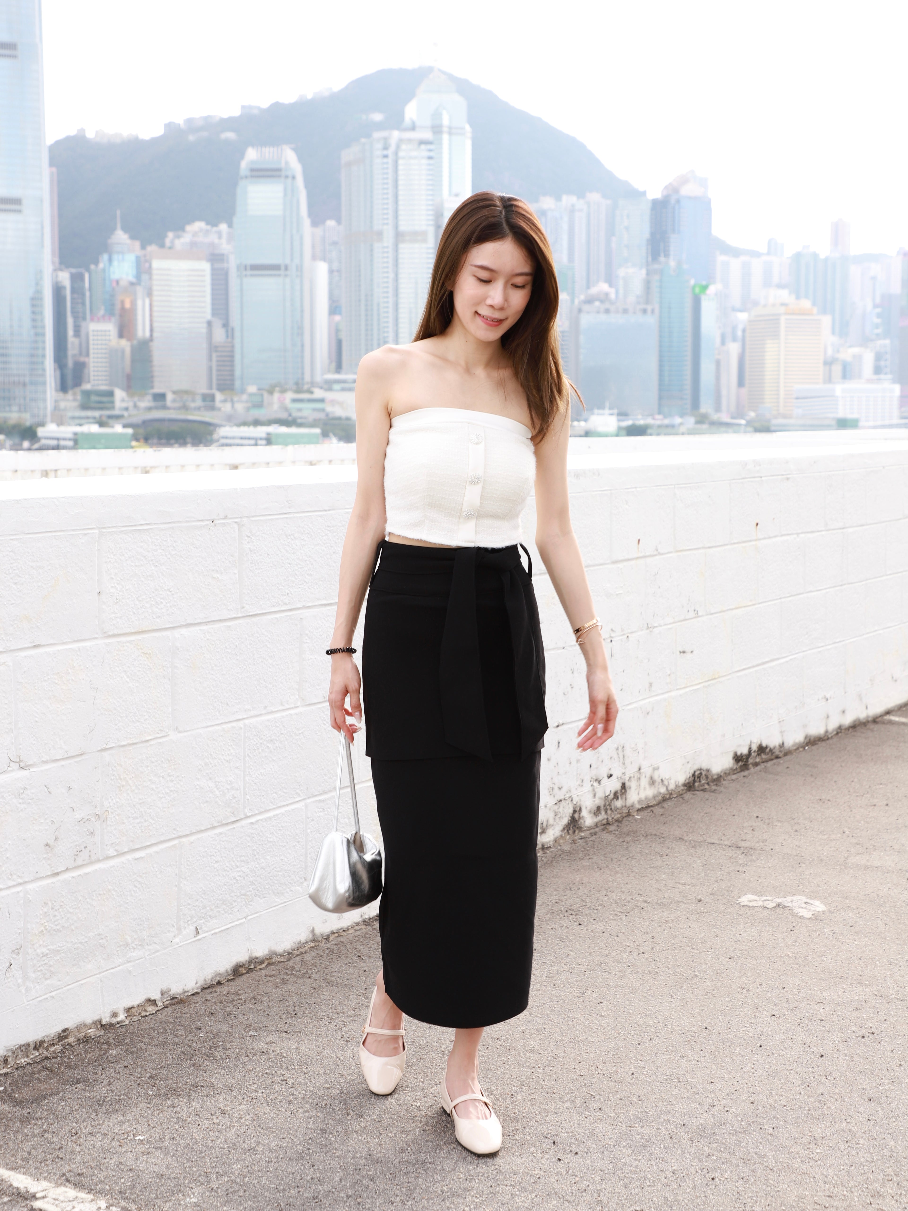 Chiffon Layered Maxi Skirt with belt