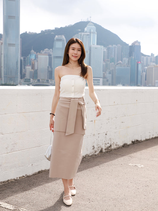 Chiffon Layered Maxi Skirt with belt