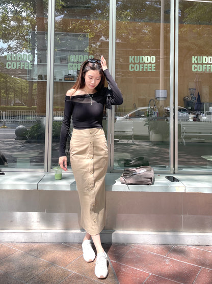 Trench Style Maxi Skirt