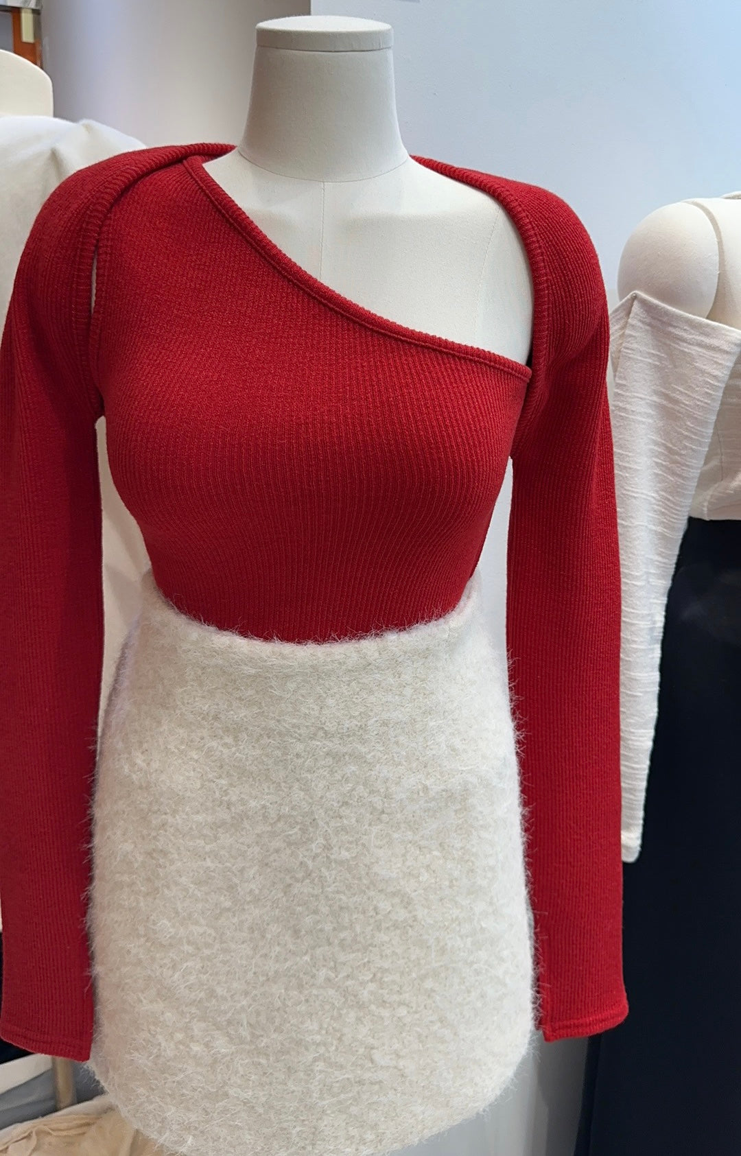 Cropped Off Shoulder with Cardigan Set