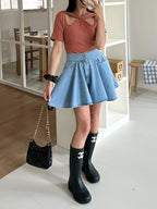 Bling Bling Pleated Denim Shorts