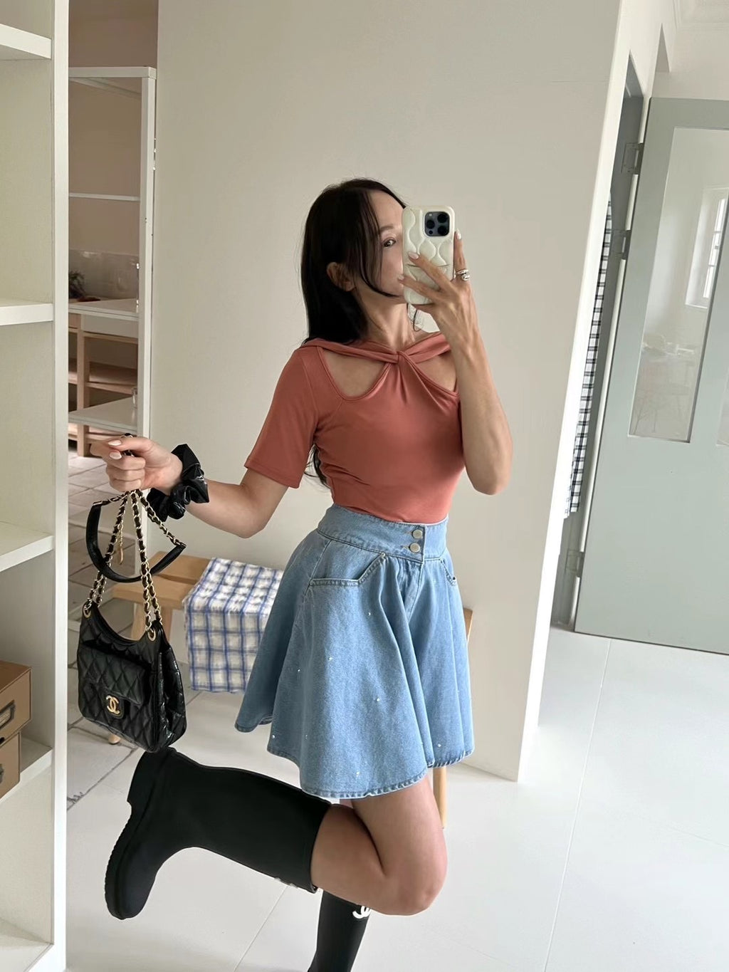 Bling Bling Pleated Denim Shorts