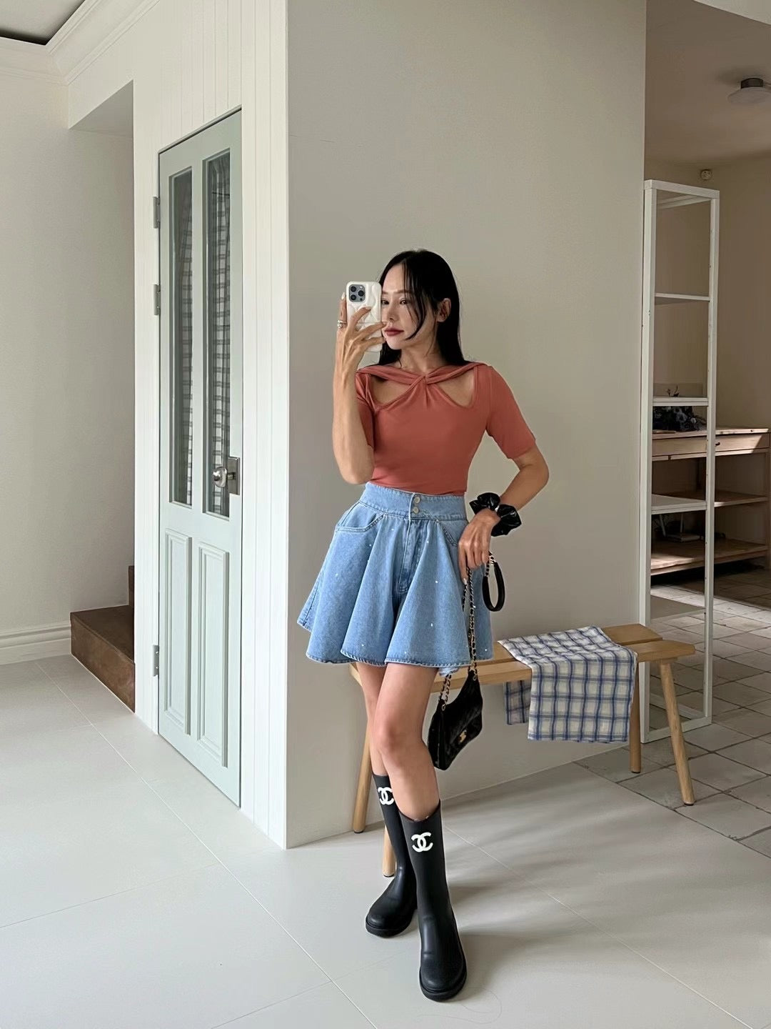 Bling Bling Pleated Denim Shorts
